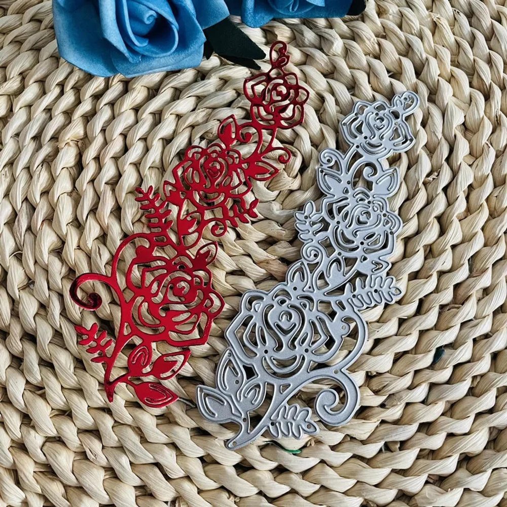 Metal Cutting Die for Scrapbooking,13.8x5cm Lace Rose Flower Border Metal Cutting Die Mold Decoration Scrapbook Paper Craft
