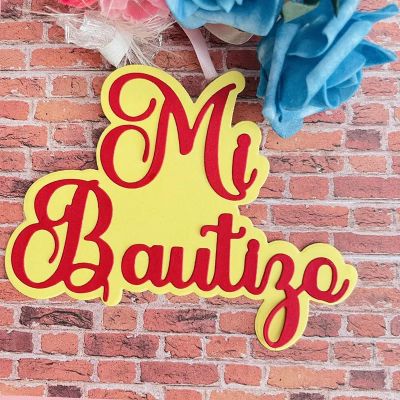 MANGOUSONG Metal Cutting Die for Scrapbooking,13x10.2cm Spanish Word My Christening Decoration Metal Cutting Dies Scrapbook Paper Cards Embossing Craft