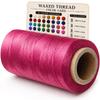 Flat Waxed Thread for Leather Sewing, 100D 0.6mm 460 Yard Polyester Waxed Cord for Hand Stitching, Bookbinding, Wallet Making and DIY Leather Craft, Rose Red view 1