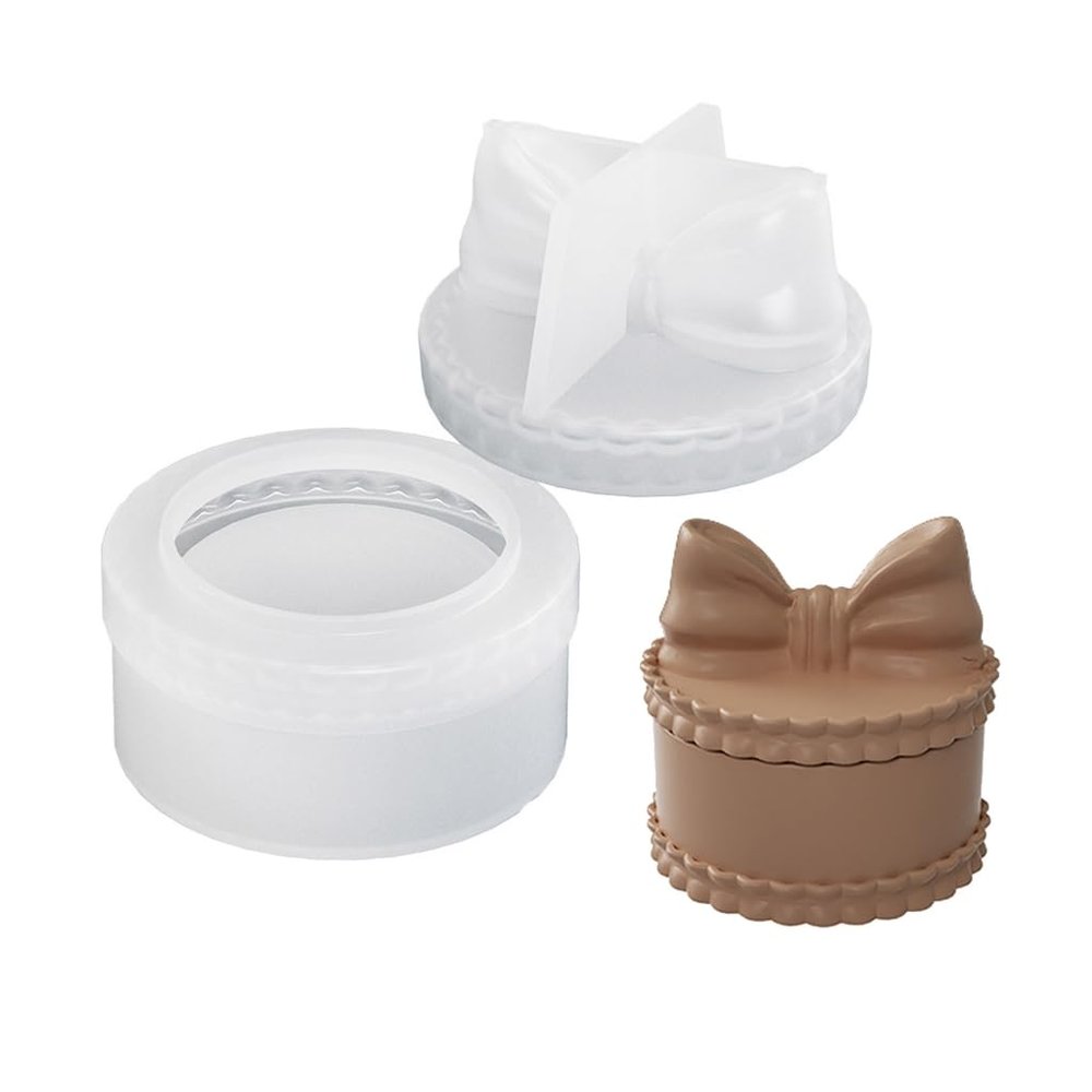 PANFHGFG Silicone Storage Jar Mold Jewelry Box Molds Bowknot Container Molds with Lid Candle Cup Molds Resin Casting Molds Decors