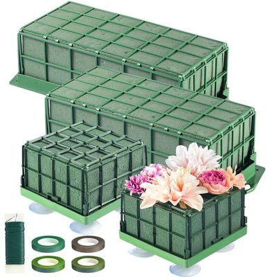 LUMINFLY Suction Cup Flower Holder with Foam Blocks, 4-Piece Set for Arrangements, Included Tapes & Wire, Floral Craft Foam for Weddings, Home, Garden Decor