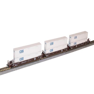 N Gunderson Maxi-IV BNSF Original Logo Well Car Set - CSX Container
