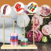 Wooden Ribbon Organizer, Ribbon Rack Storage, Spool Holder, Washi Tape Organizer for Craft Room Sewing Mesh Crochet Thread Tape Wreath Roll Florist Arts Wrapping Gift view 2