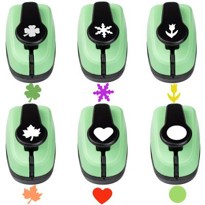 Paper Punches for Crafting, 6 Set Different Paper Punch Shapes, 0.5 Inch Heart and Circle Hole Puncher, Craft Hole Punch for DIY Handmade, Crafting Scrapbook Tools Cards Arts Fun Projects