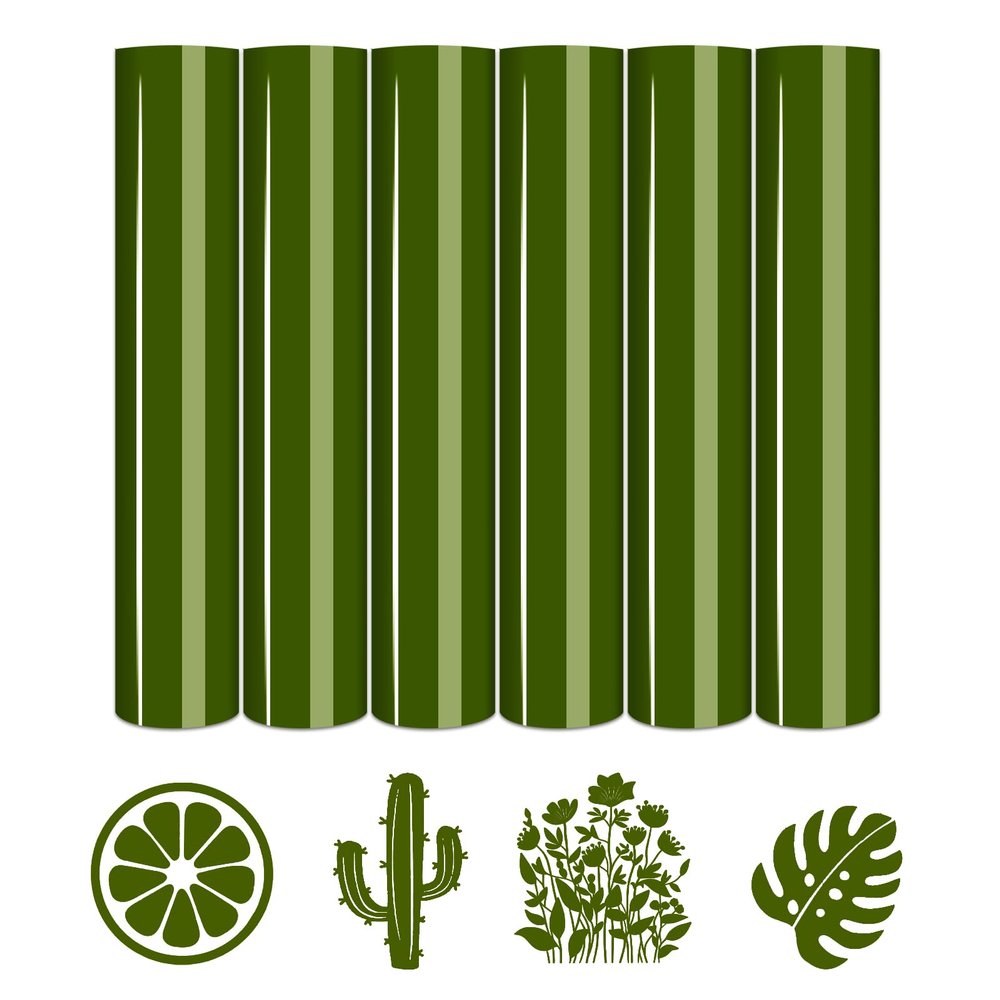 Tintnut Green HTV Heat Transfer Vinyl - 6 Sheets 12" x 10" Pesto Green Heat Transfer Vinyl HTV Iron on Vinyl for T-Shirts