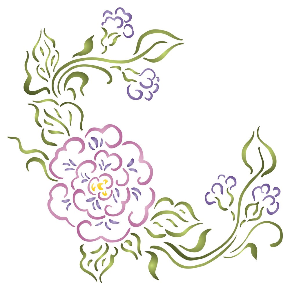 Victorian Embroidery Stencil, 4.5 x 4.5 inch - Vintage Floral Embroidery Tile Pattern