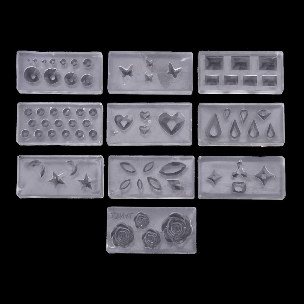 EINCORN 10x Nail Art Mold Decortive Silicone Mold Moon Nail Art Making Tools Resin Casting Molds Manicure Template Craft Art, White