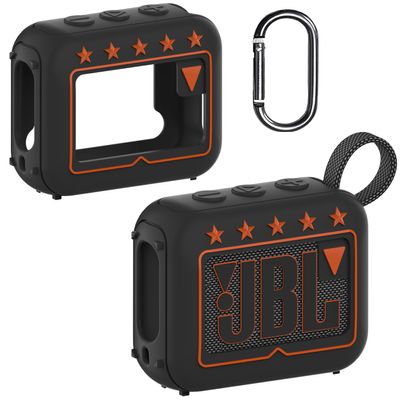 JCHPINE Silicone Cover Case for JBL Go 4 Ultra Portable Bluetooth Speaker, Protective Skin Holder for JBL Go 4 Pro Sound Bluetooth Speaker Accessories (Only Case) (Black)