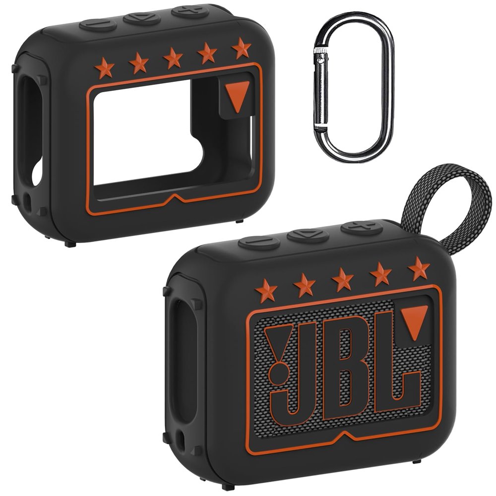 JCHPINE Silicone Cover Case for JBL Go 4 Ultra Portable Bluetooth Speaker, Protective Skin Holder for JBL Go 4 Pro Sound Bluetooth Speaker Accessories (Only Case) (Black)