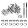 HARFINGTON 100pcs Grommet Tool Kit 4mm Copper Grommet Eyelet Set with Hole Hollow Punch, Grommet Setter Tools for Clothing Leather Fabric Belt, Silver Tone view 1