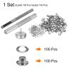 HARFINGTON 100pcs Grommet Tool Kit 4mm Copper Grommet Eyelet Set with Hole Hollow Punch, Grommet Setter Tools for Clothing Leather Fabric Belt, Silver Tone view 3