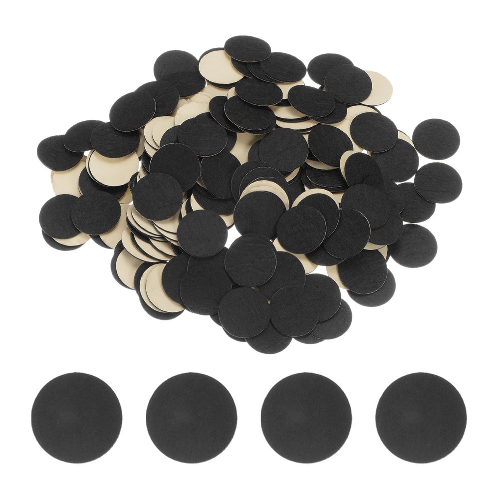 HARFINGTON 240pcs Round Adhesive Pre Cut Mini Felt Fabric Circles, 25mm 1" for DIY Craft Finishing, Black
