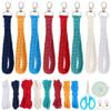 INFUNLY 8 Sets Independence Day Macrame Keychain Kit Boho Macrame Keychain Making Kit to Make Cute Keychains Adult DIY Crafts Projects for Women and Macrame Kit for Beginners with Instruction view 1