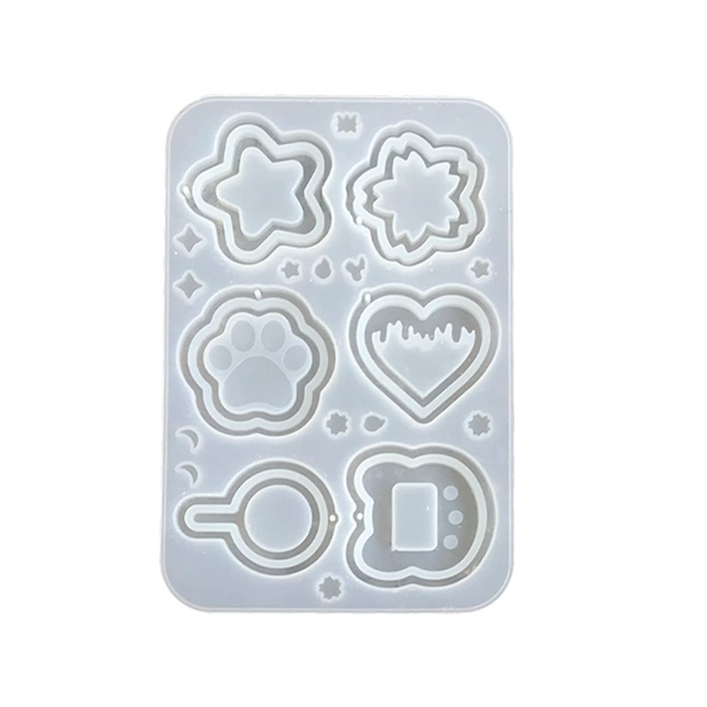 MEELYHOME Clear Quicksands Cat Paw Phone Silicone Molds Shaker Oil UV Resin Epoxy Keychain Mold for Pendant Jewelry Making, 20X13.5X1.2CM, Style 2
