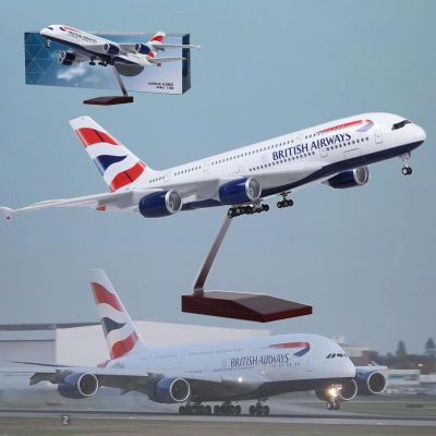 Airplane Model 18.1" 1: 160 Scale Model Jet Models Airplane British Airways A380 Plane Model Diecast Collectibles Resin Aircraft Model for Collection Or Gift