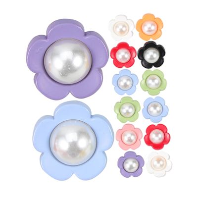 ULDIGI 36pcs DIY Floral Pearl Buttons Flower Rhinestone Buttons for Clothing Decorative for DIY Hair Accessories