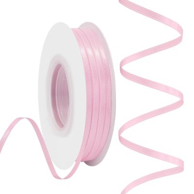 Rilisili Pearl Pink Satin Ribbon 1/8 Inch 50 Yards Double Faced Polyester Satin Ribbons for Gift Wrapping DIY Crafts Weddings Invitations Flower Bouquet Bow Making Home Decor Sewing