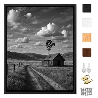 Sunwes Canvas Floater Frame for 11.25Deep Gallery Wrapped Canvas, Wood-Look Floating Frame Wall Artwork for Oil Paintings, Gallery Bedroom, Living Room, Studio, Made in USA (Black,18x18)