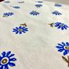 Blue Floral Patterned Linen Fabric, 100% Pure Linen Fabric, Fabric by The Yard, Dress-Apparel Fabric view 4