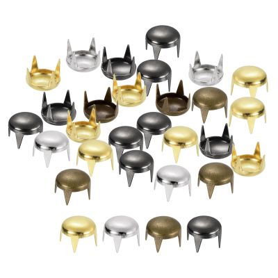 uxcell 80Pcs Mixed Color Round Dome Rivets, 7mm Brass Spike Studs Spots Punk Rock Nailheads Claw Beads Assorted Kit for DIY Clothes Belt Bag Shoes Bracelet Leather Craft