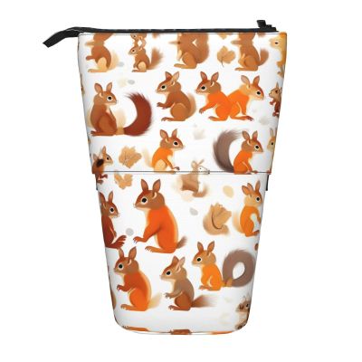 YQxwJL Cute Squirrels Print Telescopic Pencil Pouch Bag Pop Up Pencil Case Stand Up Pen Holder Cute Pen Bag For Adult