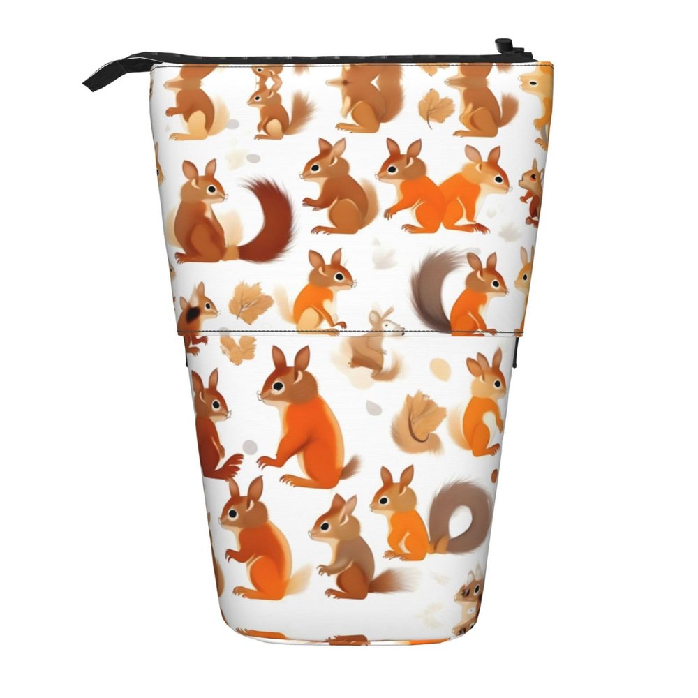 YQxwJL Cute Squirrels Print Telescopic Pencil Pouch Bag Pop Up Pencil Case Stand Up Pen Holder Cute Pen Bag For Adult