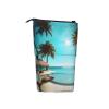 YQxwJL Palm Trees And Clear Sea Print Telescopic Pencil Pouch Bag Pop Up Pencil Case Stand Up Pen Holder Cute Pen Bag For Adult view 2