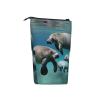 YQxwJL Manatee Animals Print Telescopic Pencil Pouch Bag Pop Up Pencil Case Stand Up Pen Holder Cute Pen Bag For Adult view 2