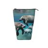 YQxwJL Manatee Animals Print Telescopic Pencil Pouch Bag Pop Up Pencil Case Stand Up Pen Holder Cute Pen Bag For Adult view 3