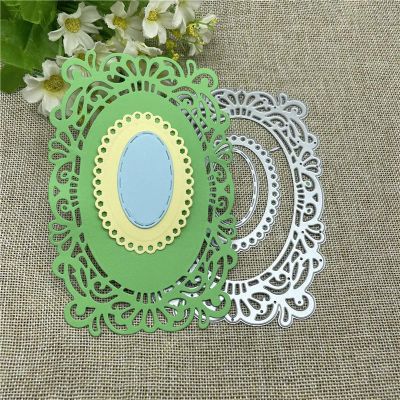 JIAPAILAIYUN Cutting Dies for Crafts,9.9x14.7cm Laced Rectangle Frame Metal Cutting Dies Stencils for Scrapbooking Decorative Embossing Handcraft Template