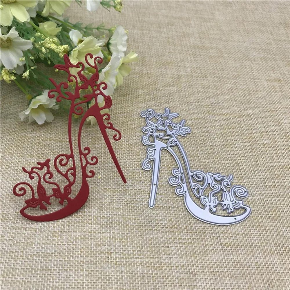 JIAPAILAIYUN Cutting Dies for Crafts,8.5x7.5cm High Heels Lace Metal Dies Scrapbooking Metal Cutting Dies Craft Stamps Embossing Card Making Stencil Frame