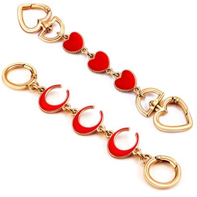 2Pcs Bag Extender Chain Heart Moon Purse Strap Extenders for Handbags Purse Extender Chain Gold Chain Purse Strap Replacement Red Purse Accessories Bag Charms for Handbags Purse Making Supplies