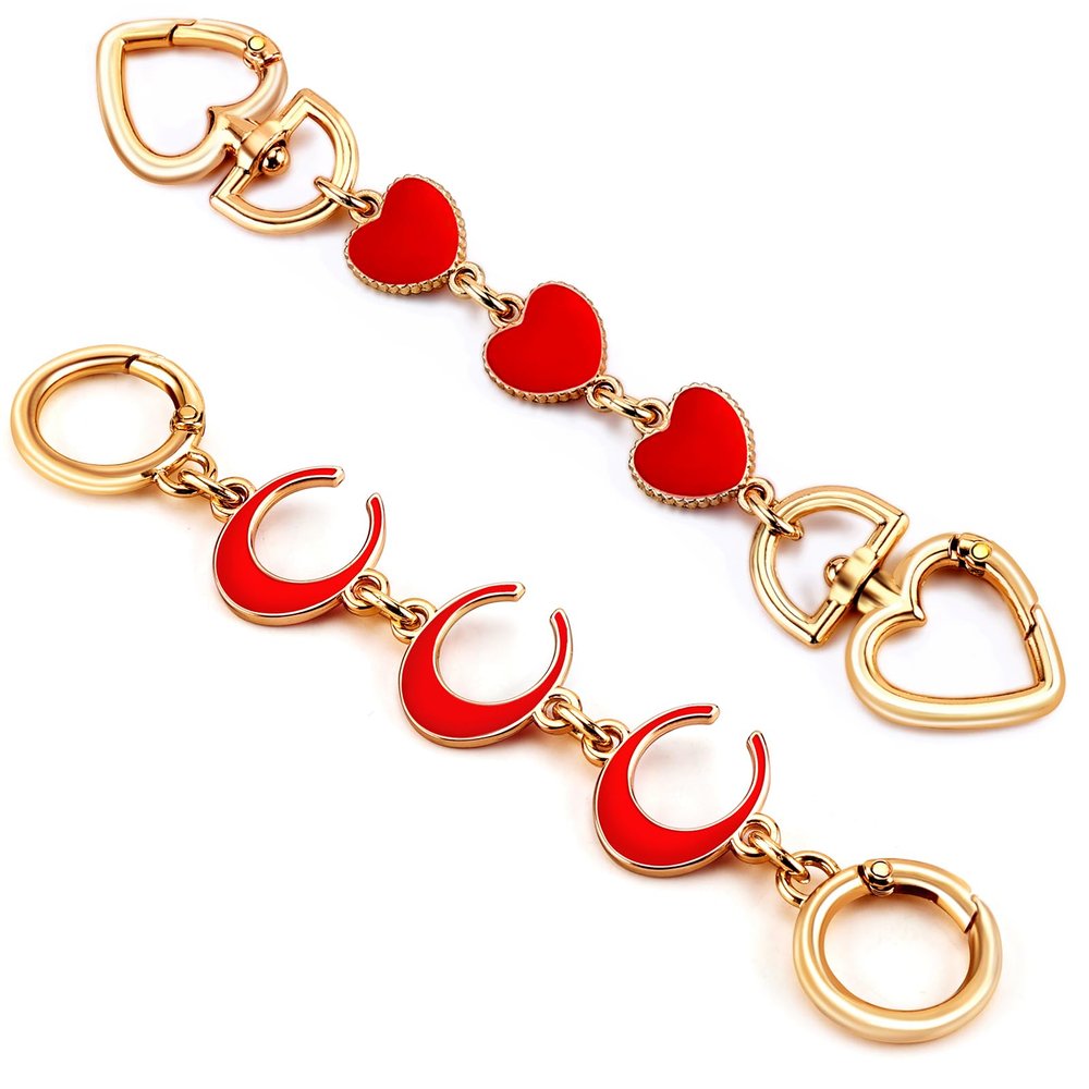 2Pcs Bag Extender Chain Heart Moon Purse Strap Extenders for Handbags Purse Extender Chain Gold Chain Purse Strap Replacement Red Purse Accessories Bag Charms for Handbags Purse Making Supplies