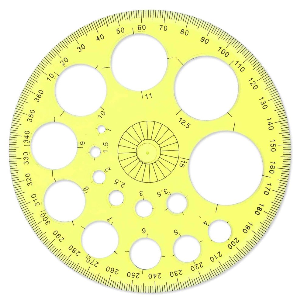 ZEYIYER Circle Template 360 Protractor Round Stencil, Plastic Circle Ruler for Drawing, Circle Stencil Measuring Tools for Building Formwork Office School Supplies, yellow, 583308_2_FXvtRLSKG