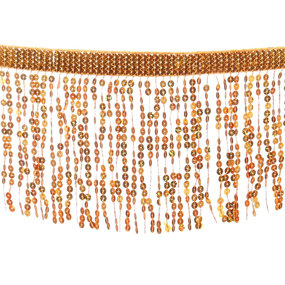 uxcell 10 Yards Sequin Fringe Trim 6.3 Inch Wide Tassel Fringe Sewing Trim Ribbon Polyester for DIY Craft Sewing Curtain Pillow Dress Clothing Embellishment, Orange