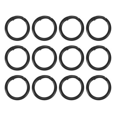PATIKIL 12 Pcs 25mm/1" Black Zinc Alloy Spring Gate O Rings Snap Clip Trigger Keyrings Buckle for Purse Handbag