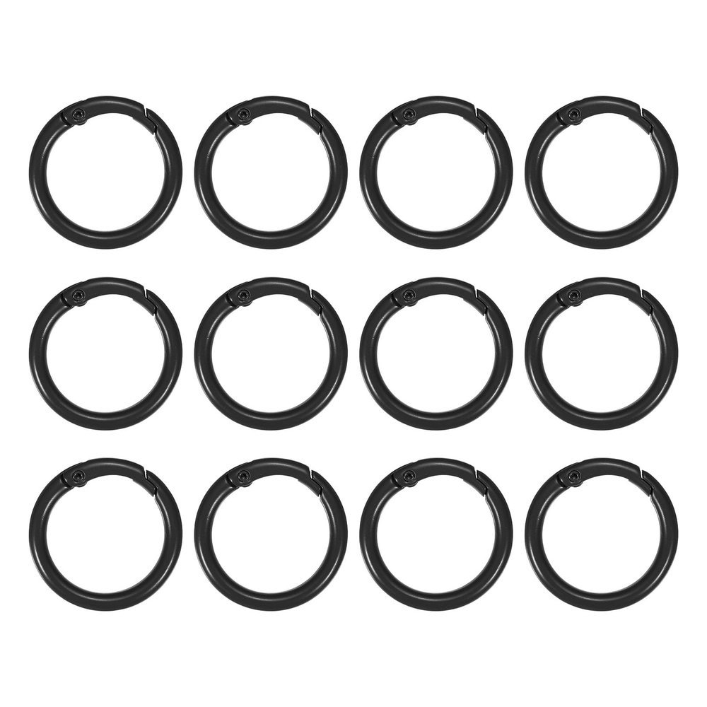 PATIKIL 12 Pcs 25mm/1" Black Zinc Alloy Spring Gate O Rings Snap Clip Trigger Keyrings Buckle for Purse Handbag