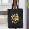 KABAKE Canvas Tote Bag Embroidery Silk Ribbon Kit for Beginners, Arts and DIY Crafts Starter Kit, Includes Stamped Bag, Threads, Tools (Black with Sunflower) view 4
