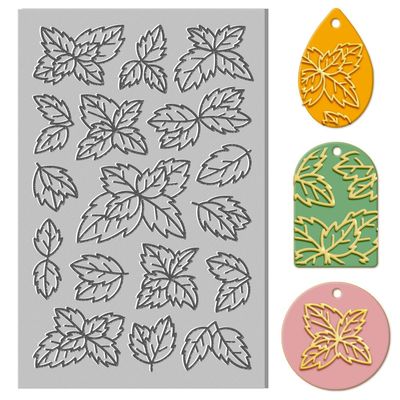 CHGCRAFT Mint Leaf Rubber Polymer Clay Texture Sheet Leaf Clay Stamp Sheet for Crafts for DIY Clay Jewelry and Earrings Making Clay Mat