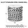 [16.5 FT] Silver Curb Chains for Jewelry Making, 9.8mm Wide 304 Stainless Steel Cuban Link Chain Roll Bulk for DIY Jewelry Making Craft view 2