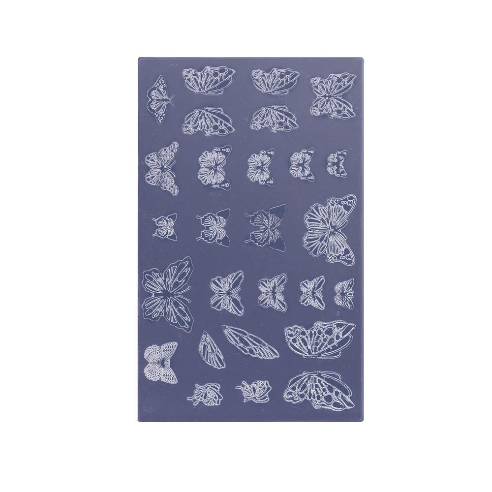 YOUNAFEN 3D Butterfly Embossing Nail Art Mold Silicone Combination Decorative Mold Nail Art Making Tool Silicone Carving Mould, 8.5x5.6cm, Clear