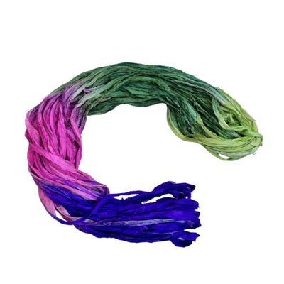 Maker's Craft Hand Tye Dyed Sari Silk Ribbon Yarn 100 Grams, 50 Yards DIY in Vintage Colors for Art & Crafts, Gift Wrapping, Christmas Decorations, Knitting, Jewelry Making etc (Eggplant)