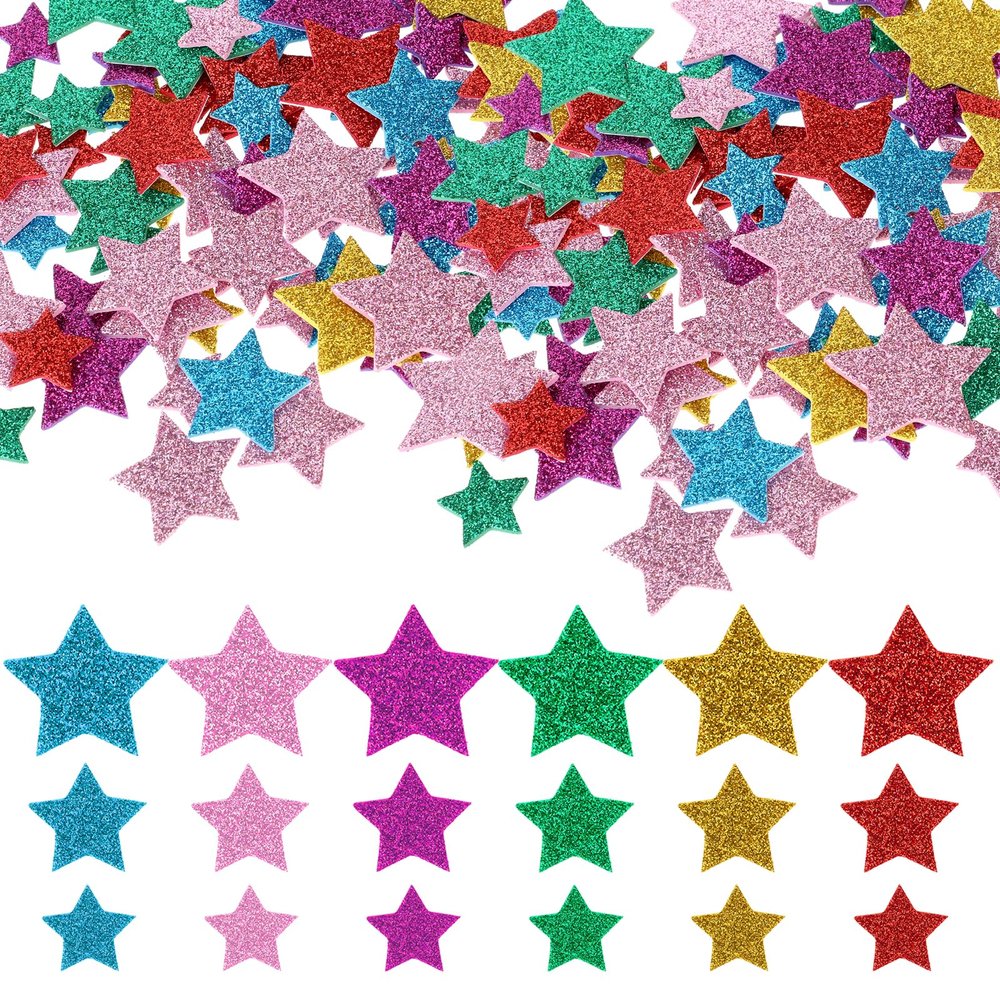 270 PCS Self Adhesive Holographic Small Star Stickers Glitter Foam Stickers Decals for Crafts Star Foam Stickers Wall Stickers for Scrapbooks Greeting Cards Home Birthday Party Graduation Decoration