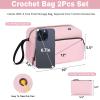 IBFUN Crochet Yarn Knitting Bag 2 Pcs Yarn Storage Organizer Crocheting Bags for Beginners with Hand Wrist for Crochet Accessories Needles Hooks Knitting view 4