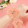 PATIKIL 2" Chiffon Flowers, 30Pcs Fabric Flowers Sewing Appliques Embellishments with Rhinestone Pearl for DIY Crafts Wedding Headbands Party Decoration, Rose Red view 4
