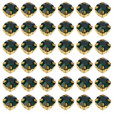 100pcs Gold Claw Sew On Rhinestones Flatback Crystal Glass Gems Crafts Sewing for Needlework Clothes Dress Bag Shoes Accessories(Dark Green-4mm)