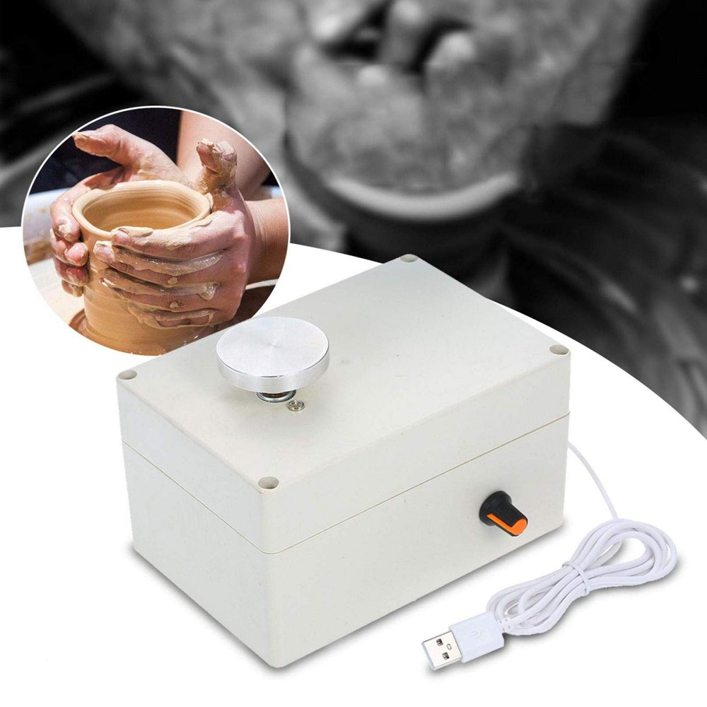 JOMRTS Electric Pottery Wheel Machine, DIY Clay Craft USB Mini Pottery Wheel Forming Machine 2000Rpm Fingertip Turntable Pottery Making Silent