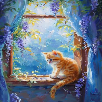 Cross Stitch Kits for Beginners Stamped Cross-Stitch Supplies Needlework preprint Embroidery Kits for Adults DIY Needlepoint Kits Embroidery Patterns 11CT(Cat On The Windowsill,16x20 inch)