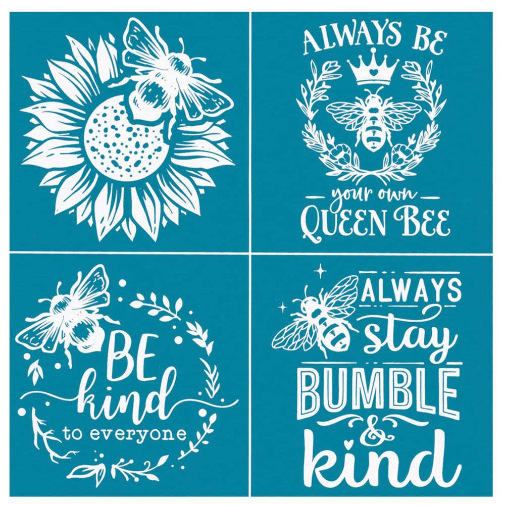 Sunflower Bee Self-Adhesive Silk Screen Printing Stencil Mesh Transfers for DIY Silk Screen Stencils