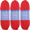 3 Pack ThreadArt Chenille Yarn for Crocheting, Knitting, Amigurumi, Super Soft Plush Velvet Yarn - 50 Gram 60 yds #5 Fluffy Yarn Skeins - Red 05 view 1